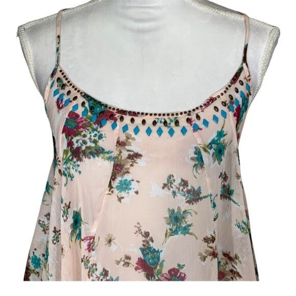Steve Madden Top Womens Medium Shirt Blouse Sleeveless Tank Floral Boho Cottage - Picture 2 of 12